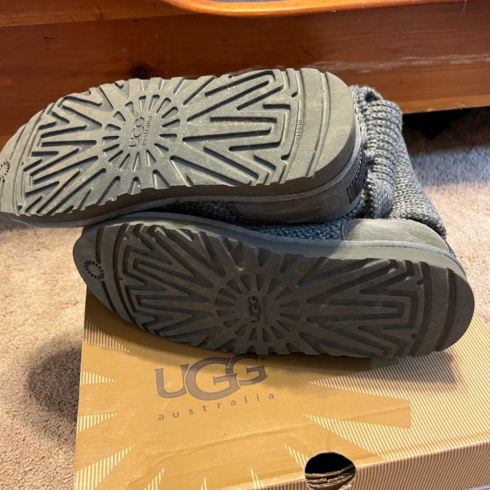 UGG Charcoal Knit Boots with Buttons - Picture 4 of 6